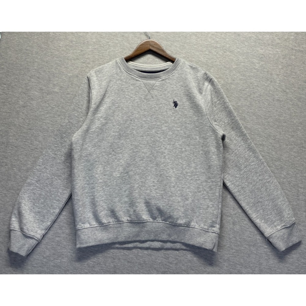 U.S.‎ Polo Assn. Sweatshirt Boys 2XL (18) Heather Gray Embroidered Logo V Stitch